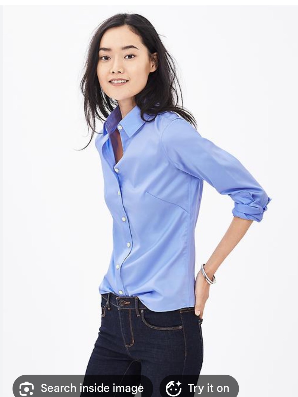 Banana Republic Fitted Non-Iron Light Blue Button Up Blouse